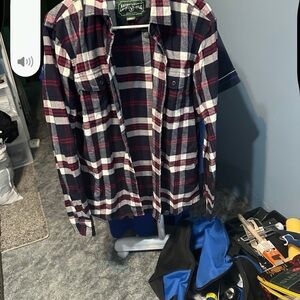 American Eagle Outfitters Red and Blue Plaid Shirt